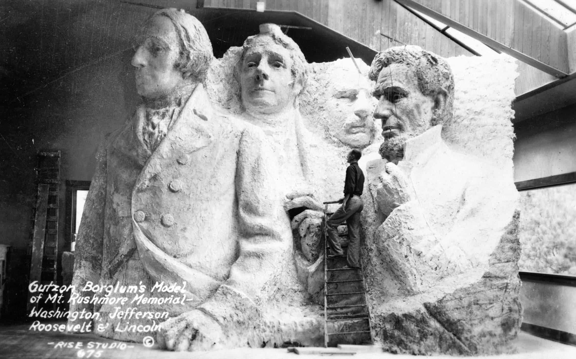 gutzon borglum's model of mt rushmore - Gutzon Borglum's Model of Mt. Rushmore Memorial Washington Jefferson Roosevelt & Lincoln Rise Studio 675 C